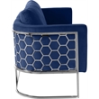 Maklaine Contemporary Velvet Upholstered Loveseat in Soft Navy/Chrome