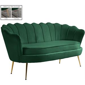 maklaine contemporary upholstery green velvet loveseat