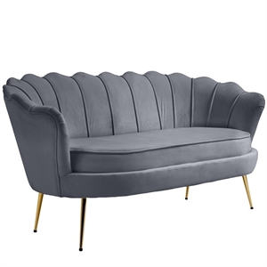 maklaine contemporary upholstery grey velvet loveseat