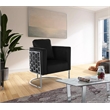 Maklaine Contemporary Velvet Upholstered Chair in Soft Black/Chrome