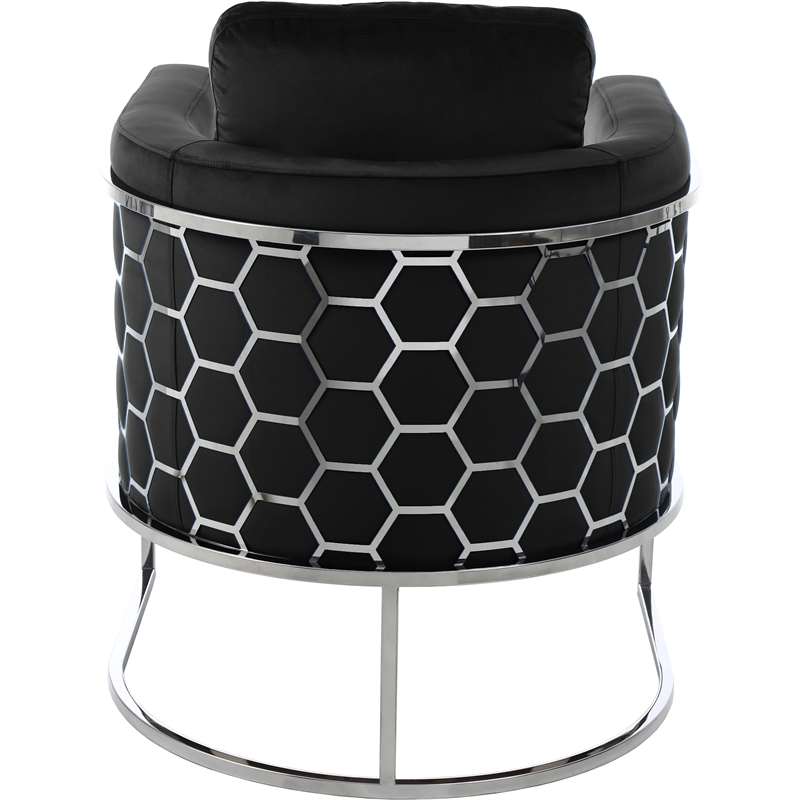 Maklaine Contemporary Velvet Upholstered Chair in Soft Black/Chrome