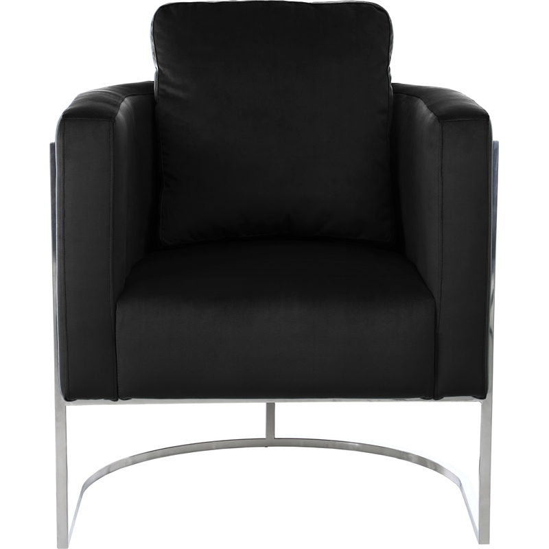 Maklaine Contemporary Velvet Upholstered Chair in Soft Black/Chrome
