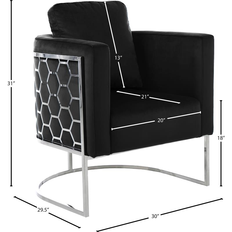 Maklaine Contemporary Velvet Upholstered Chair in Soft Black/Chrome
