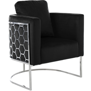 maklaine contemporary black velvet upholstereded chair