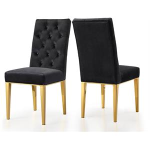 Maklaine Contemporary 19.5&quotH Velvet Dining Chair in Black (Set of 2)