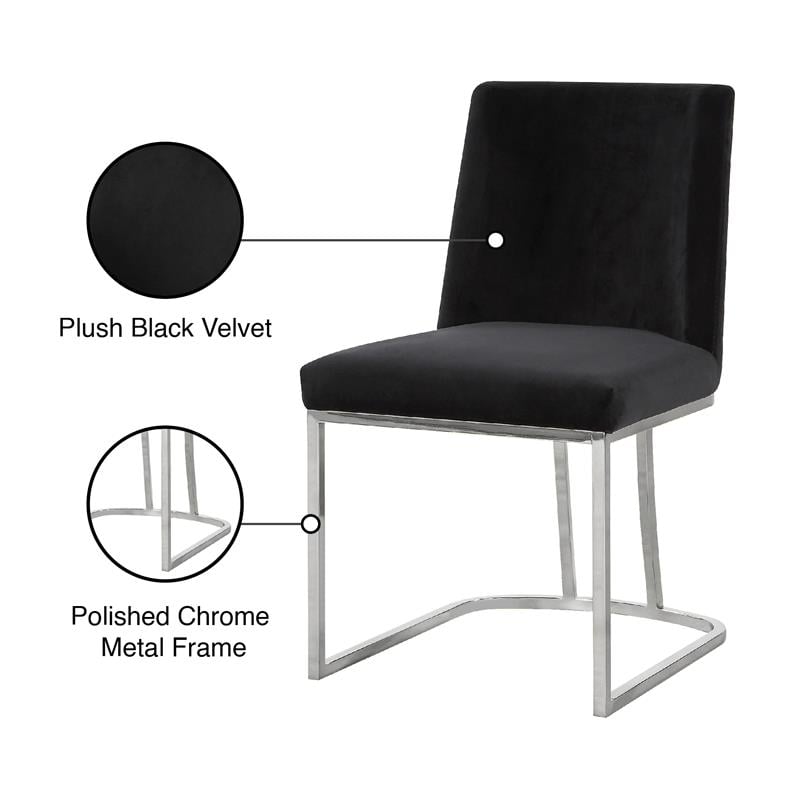 Maklaine Contemporary Black Velvet Dining Chair (Set of 2)