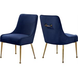 Maklaine Contemporary 19.5&quotH Velvet Dining Chair in Navy (Set of 2)