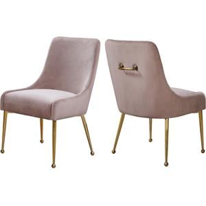 Maklaine Contemporary 19.5&quotH Velvet Dining Chair in Pink (Set of 2)