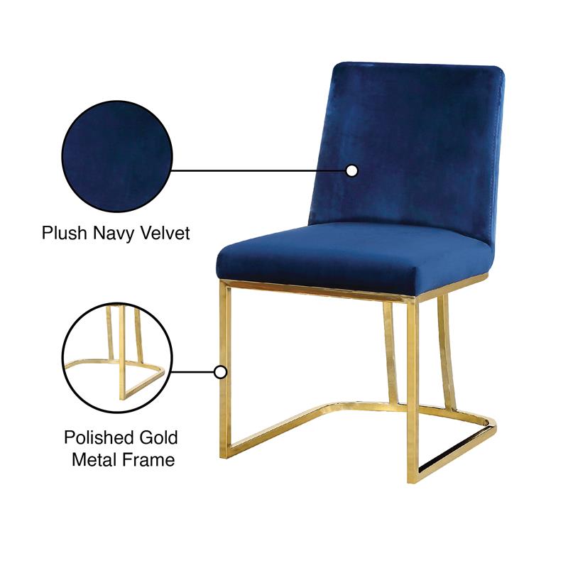 Maklaine Contemporary Navy Velvet Dining Chair (Set of 2)