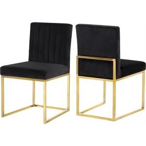 Maklaine Contemporary Black Velvet Dining Chair (Set of 2)