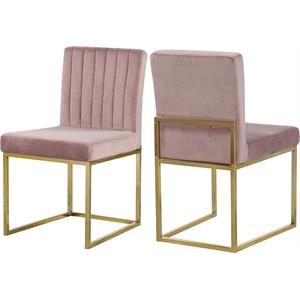Maklaine Contemporary Pink Velvet Dining Chair (Set of 2)