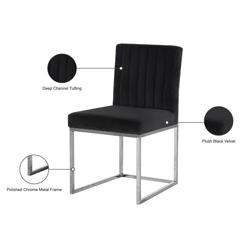 Maklaine Contemporary Black Velvet Dining Chair (Set of 2)