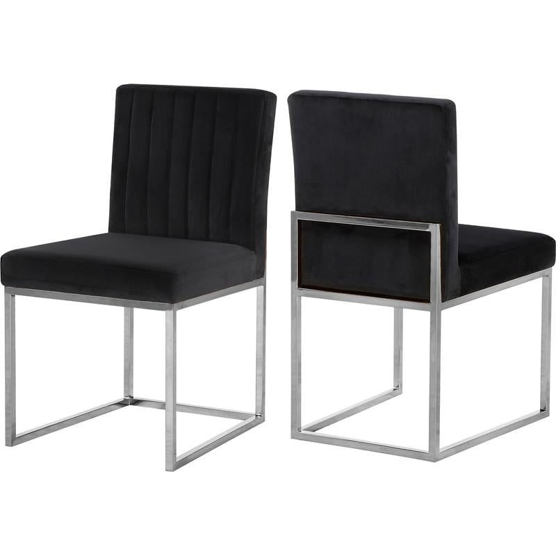 Maklaine Contemporary Black Velvet Dining Chair (Set of 2)