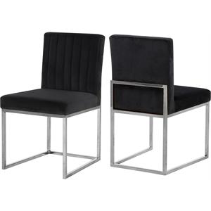 Maklaine Contemporary Black Velvet Dining Chair (Set of 2)