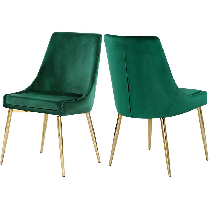Maklaine Contemporary Green Velvet Dining Chair (Set of 2)