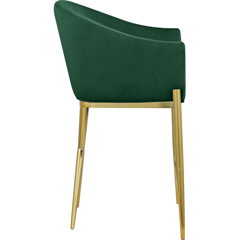 Maklaine Contemporary Velvet Counter Stool in Rich Green/Gold