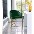 Maklaine Contemporary Velvet Counter Stool in Rich Green/Gold