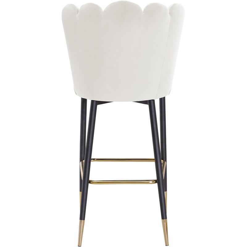 Maklaine Contemporary Cream Velvet Stool (Set of 2)