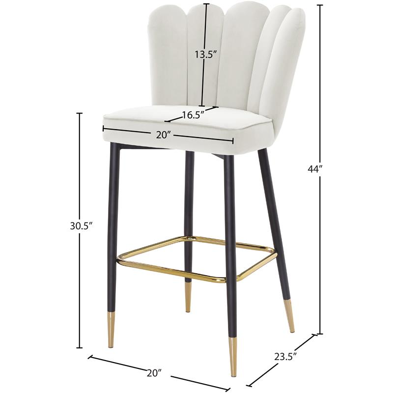 Maklaine Contemporary Cream Velvet Stool (Set of 2)