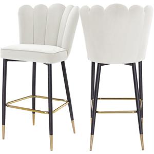 Maklaine Contemporary Cream Velvet Stool (Set of 2)