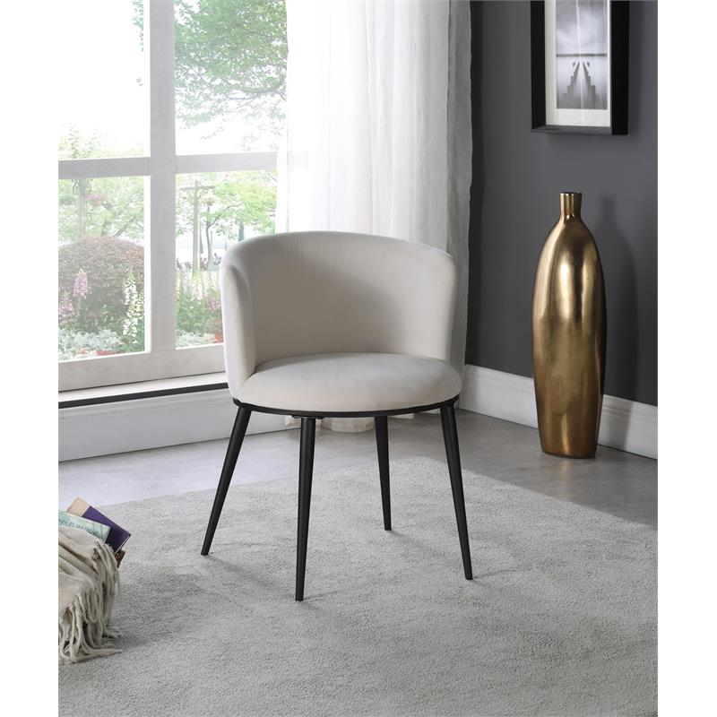 Maklaine Contemporary Cream Velvet Dining Chair (Set of 2)