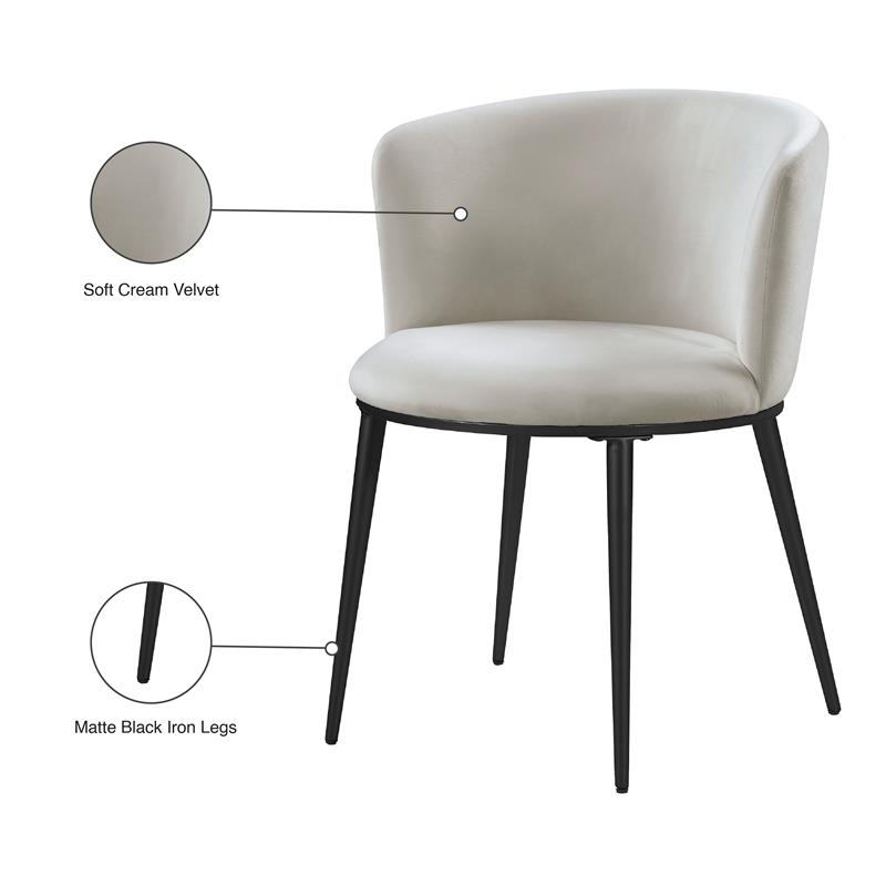 Maklaine Contemporary Cream Velvet Dining Chair (Set of 2)