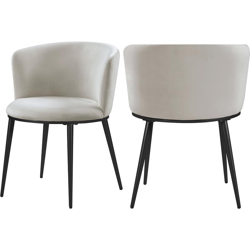 Maklaine Contemporary Cream Velvet Dining Chair (Set of 2)