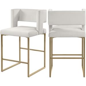 Maklaine 26&quot Contemporary Velvet Counter Stool in Cream (Set of 2)