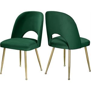 Maklaine 19.5&quot Contemporary Velvet Dining Chair in Green (Set of 2)