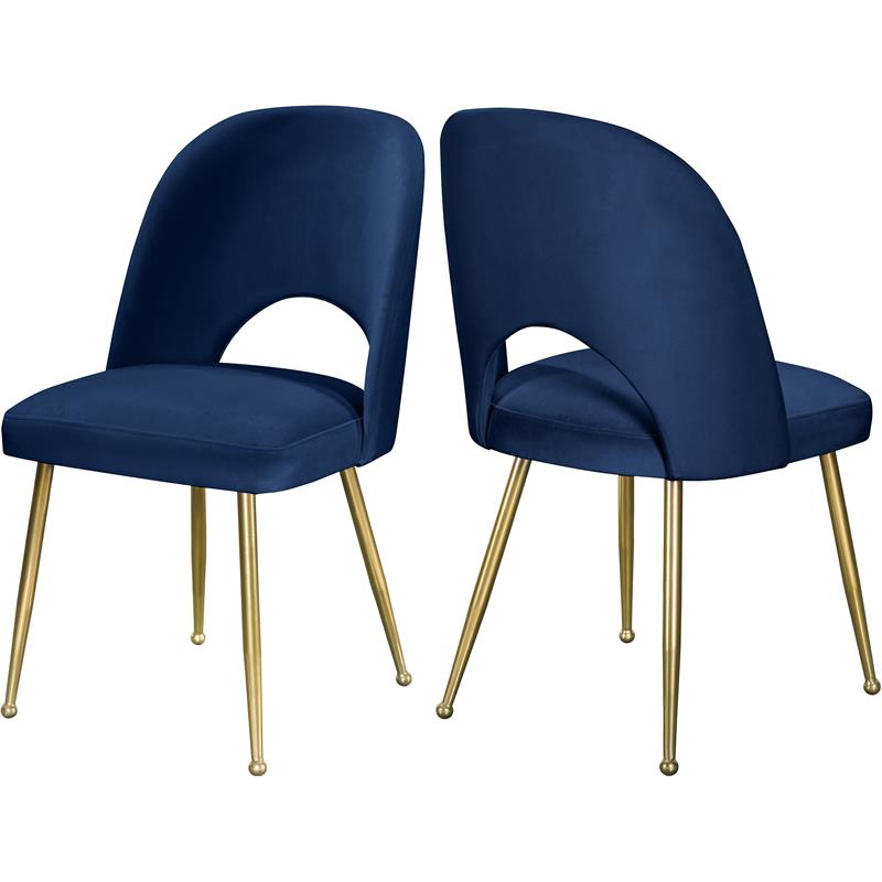 Maklaine Contemporary Navy Velvet Dining Chair (Set of 2)