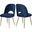Maklaine Contemporary Navy Velvet Dining Chair (Set of 2)