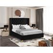 Maklaine Contemporary Upholstery Black Velvet Queen Bed