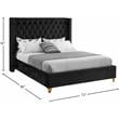 Maklaine Contemporary Upholstery Black Velvet Queen Bed