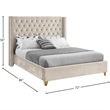 Maklaine Velvet Cream Queen Bed Wing Design Deep Tufted 56