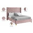 Maklaine Contemporary Upholstery Pink Velvet King Bed