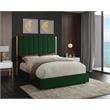 Maklaine Contemporary Metal and Velvet Full Bed in Green