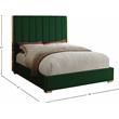 Maklaine Contemporary Metal and Velvet Full Bed in Green