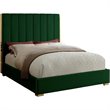 Maklaine Contemporary Metal and Velvet Full Bed in Green