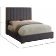 Maklaine Contemporary Metal and Velvet Full Bed in Gray