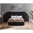Maklaine Contemporary Upholstery Black Velvet King Bed