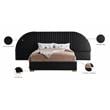 Maklaine Contemporary Upholstery Black Velvet King Bed