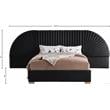 Maklaine Contemporary Upholstery Black Velvet King Bed