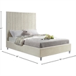 Maklaine Modern Velvet Fabric Upholstered Deep Channel Tufted King Bed in Cream