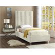 Maklaine Contemporary Upholstery Cream Velvet Twin Bed