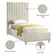 Maklaine Contemporary Upholstery Cream Velvet Twin Bed