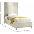 Maklaine Contemporary Upholstery Cream Velvet Twin Bed
