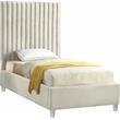Maklaine Contemporary Upholstery Cream Velvet Twin Bed
