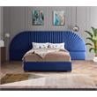 Maklaine Contemporary Upholstery Navy Velvet Queen Bed