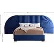 Maklaine Contemporary Upholstery Navy Velvet Queen Bed