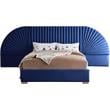 Maklaine Contemporary Upholstery Navy Velvet Queen Bed